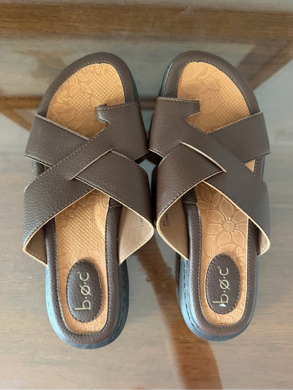 b.o.c. by Born Women’s Size 8 Brown Criss Cross Comfort Slide Sandals